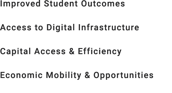 Improved Student Outcomes Access to Digital Infrastructure​ Capital Access & Efficiency Economic Mobility & Opportuni...