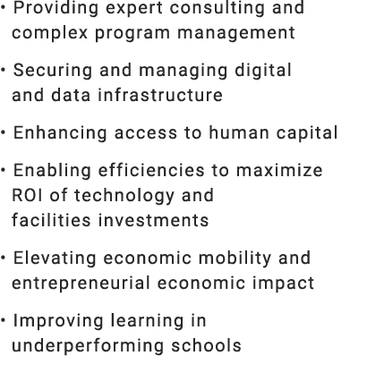 • Providing expert consulting and complex program management • Securing and managing digital and data infrastructure ...