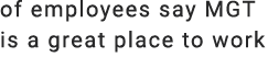 of employees say MGT is a great place to work