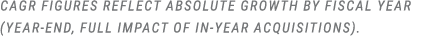 CAGR figures reflect absolute growth by fiscal year (year end, full impact of in year acquisitions).