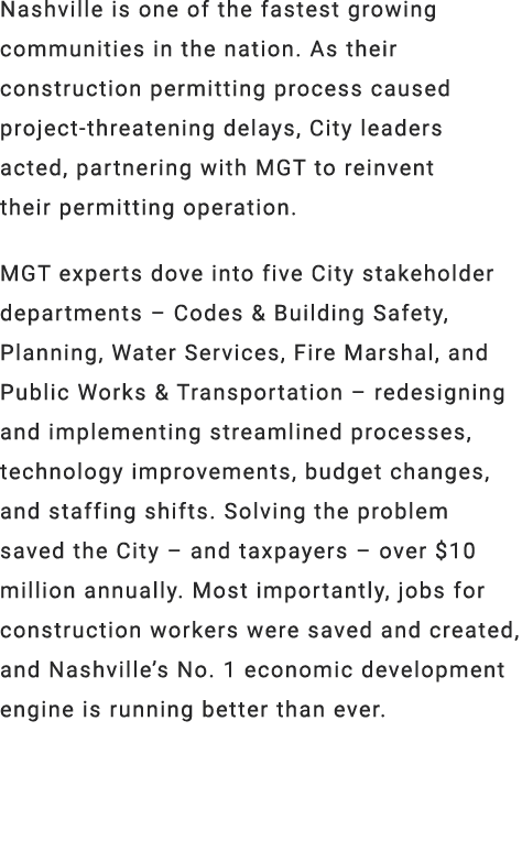 Nashville is one of the fastest growing communities in the nation. As their construction permitting process caused pr...