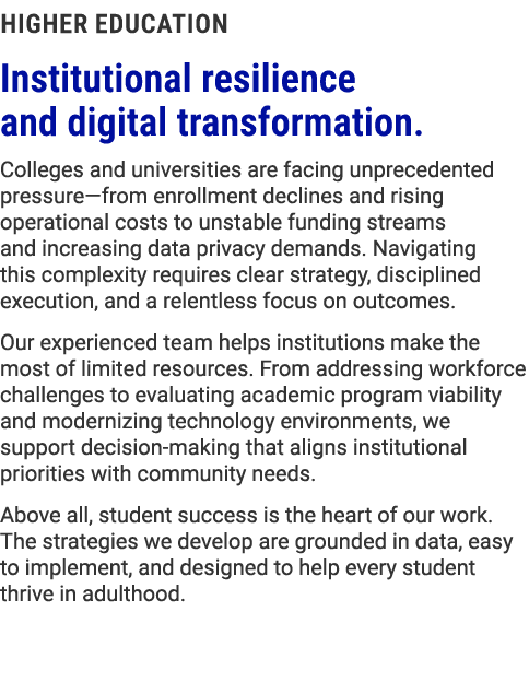 Higher Education Institutional resilience and digital transformation. Colleges and universities are facing unpreceden...