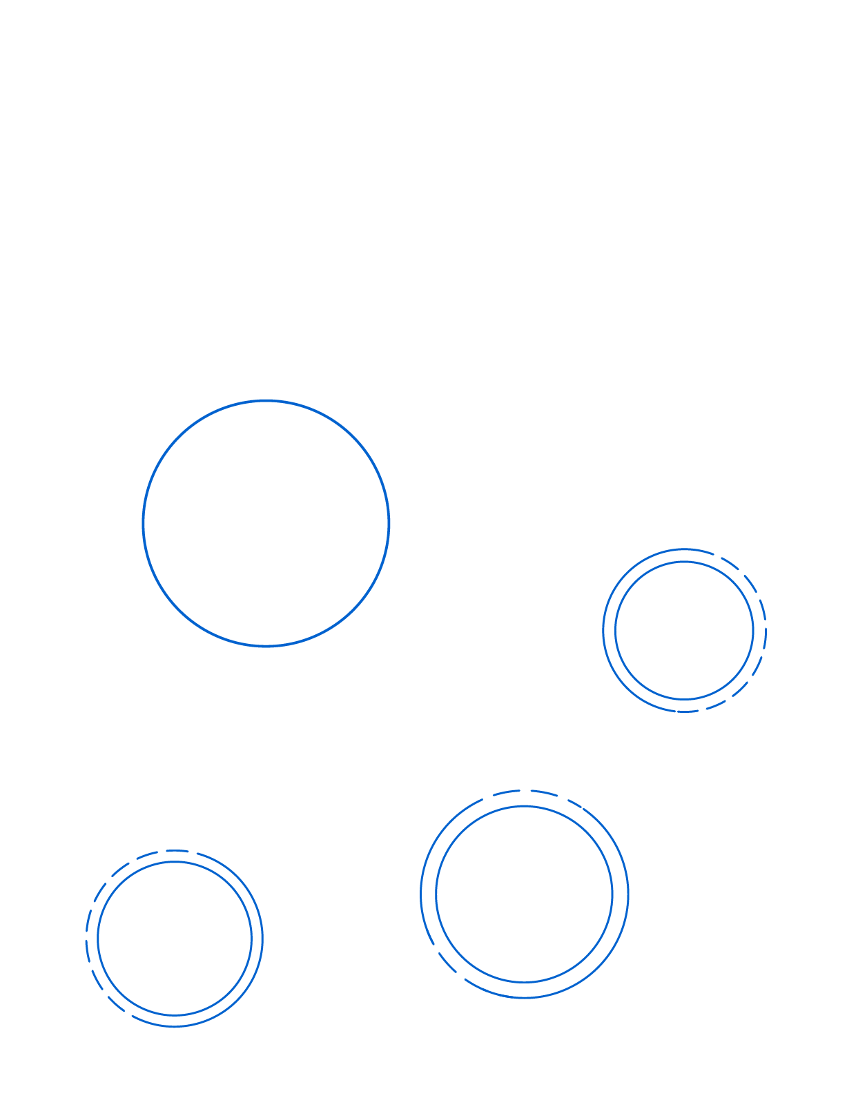 A blue circle is surrounded by white circles on a white background. AI generated content